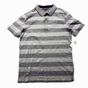 Michael Kors Gray Striped Polo Shirt Mens Small Short Sleeve NWT Cotton
